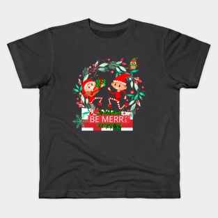 Christmas Cute Couple Elfs Kids T-Shirt